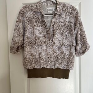 Leopard Print Button-Up Blouse